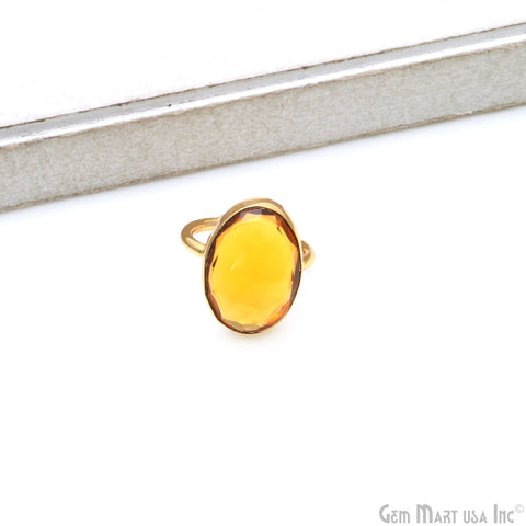 Oval 13x18mm Gemstone Gold Plated Adjustable Ring