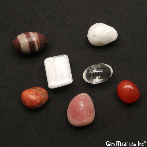 7pc Lot Tumble Stone, Multi Color Beautiful Seven Stone Set, Reiki stones, Healing crystal, Chakra Healing , 26X18MM