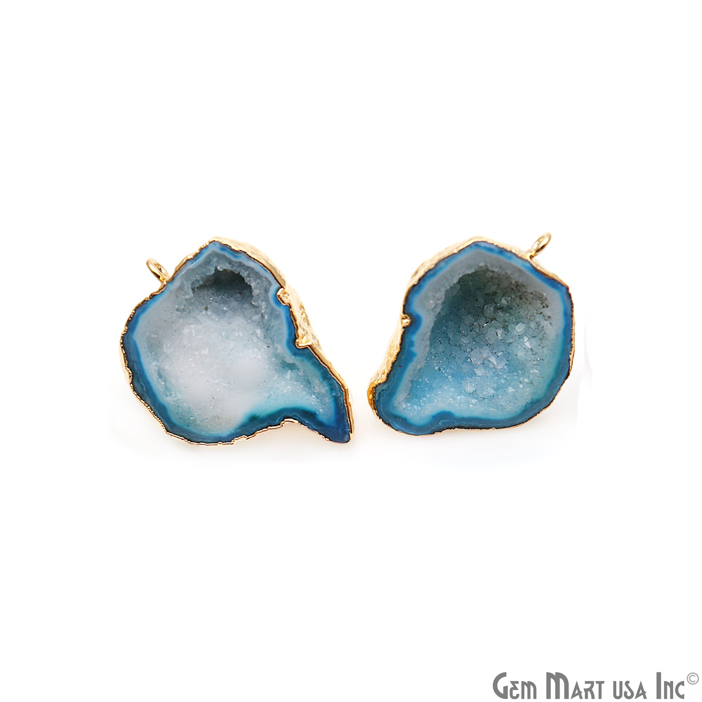 DIY Agate Slice Geode Druzy 25x33mm Gold Electroplated Loop Connector Studs Earrings - GemMartUSA