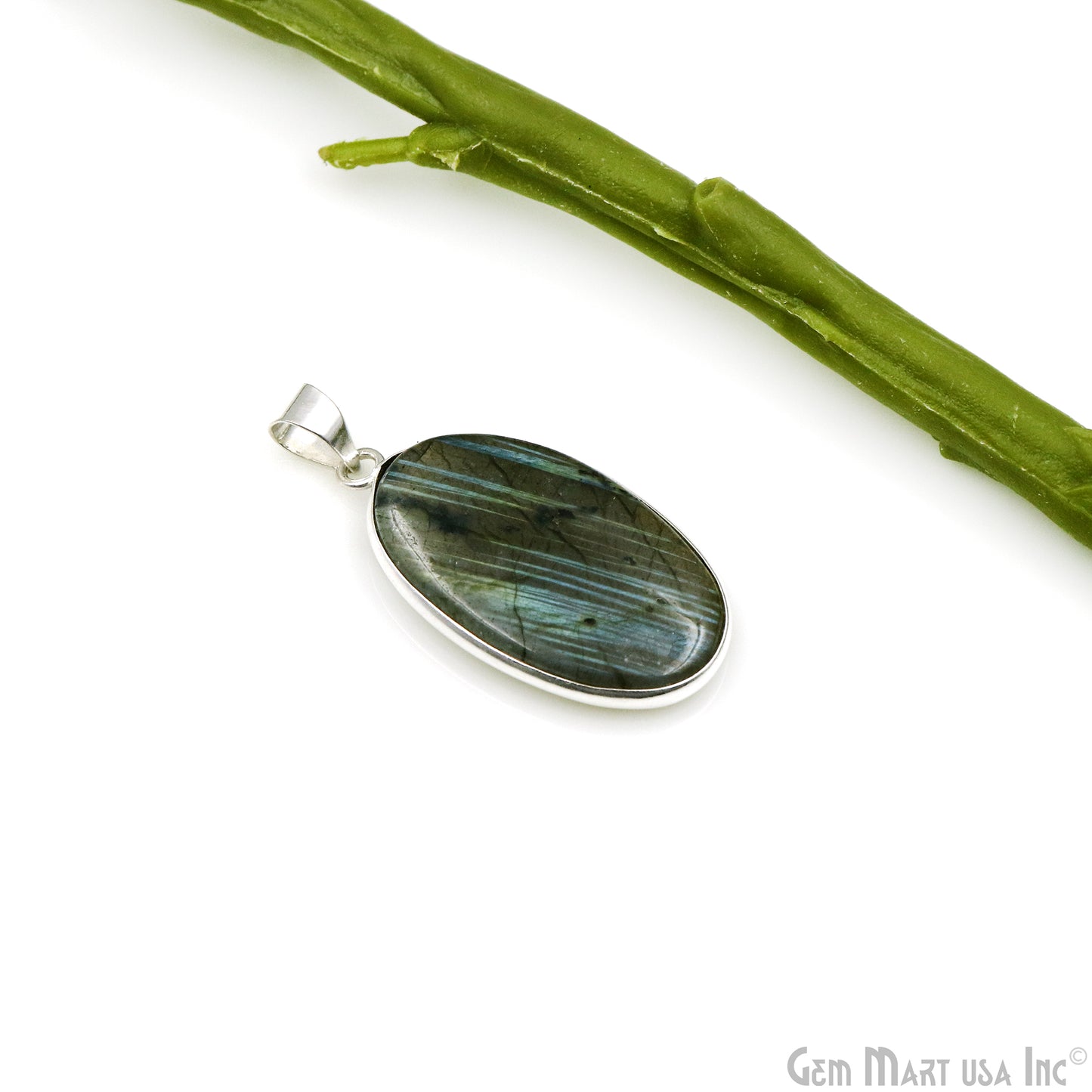 Labradorite Gemstone Oval 37x20mm Sterling Silver Necklace Pendant 1PC