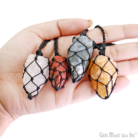 Necklace Rope Empty Stone Pendant Holder - Set of 3 for Adjustable Necklace  Cage Rope