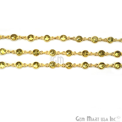 Lemon Topaz 4mm Round Gold Bezel Continuous Connector Chain - GemMartUSA (764189540399)