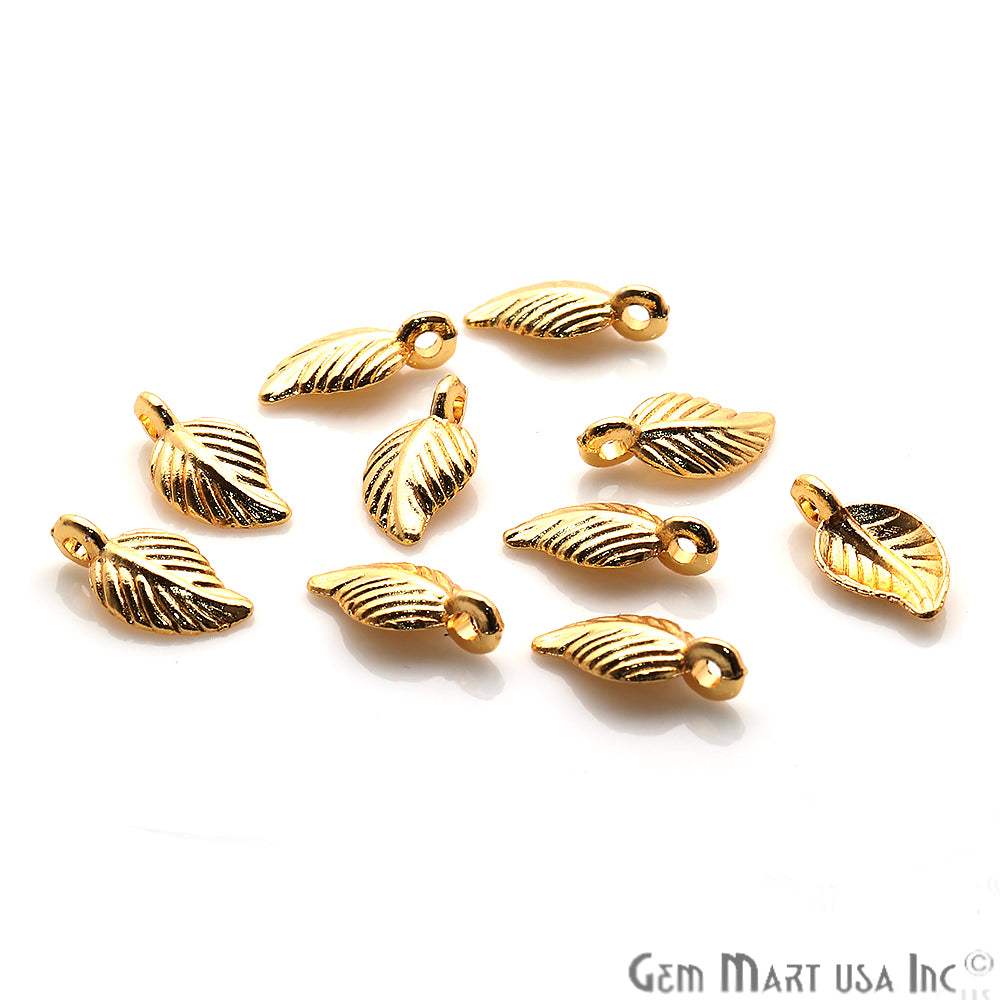 5pc Lot Leaf Shape Gold Plated 15x8mm Filigree Finding Charm Connector - GemMartUSA