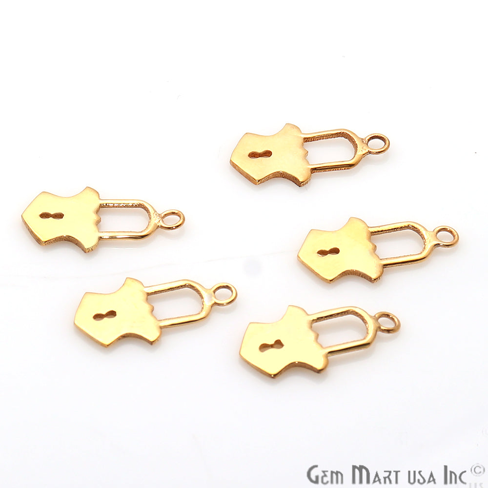 Lock Shape Gold Plated 16x8mm Finding Charm Connector - GemMartUSA