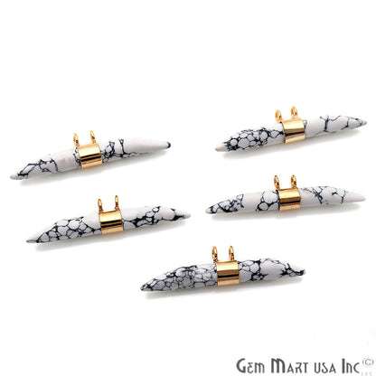 Double Point 41x9mm Gemstone Connector (Pick Your Gemstone & Plating) - GemMartUSA