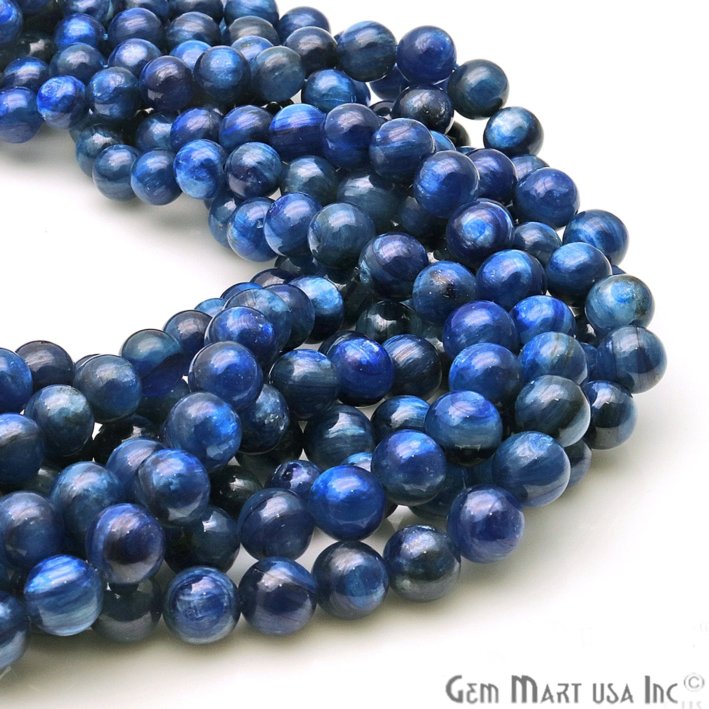 Kyanite 8-9mm Cabochon Rondelle Beads Strands 14Inch - GemMartUSA