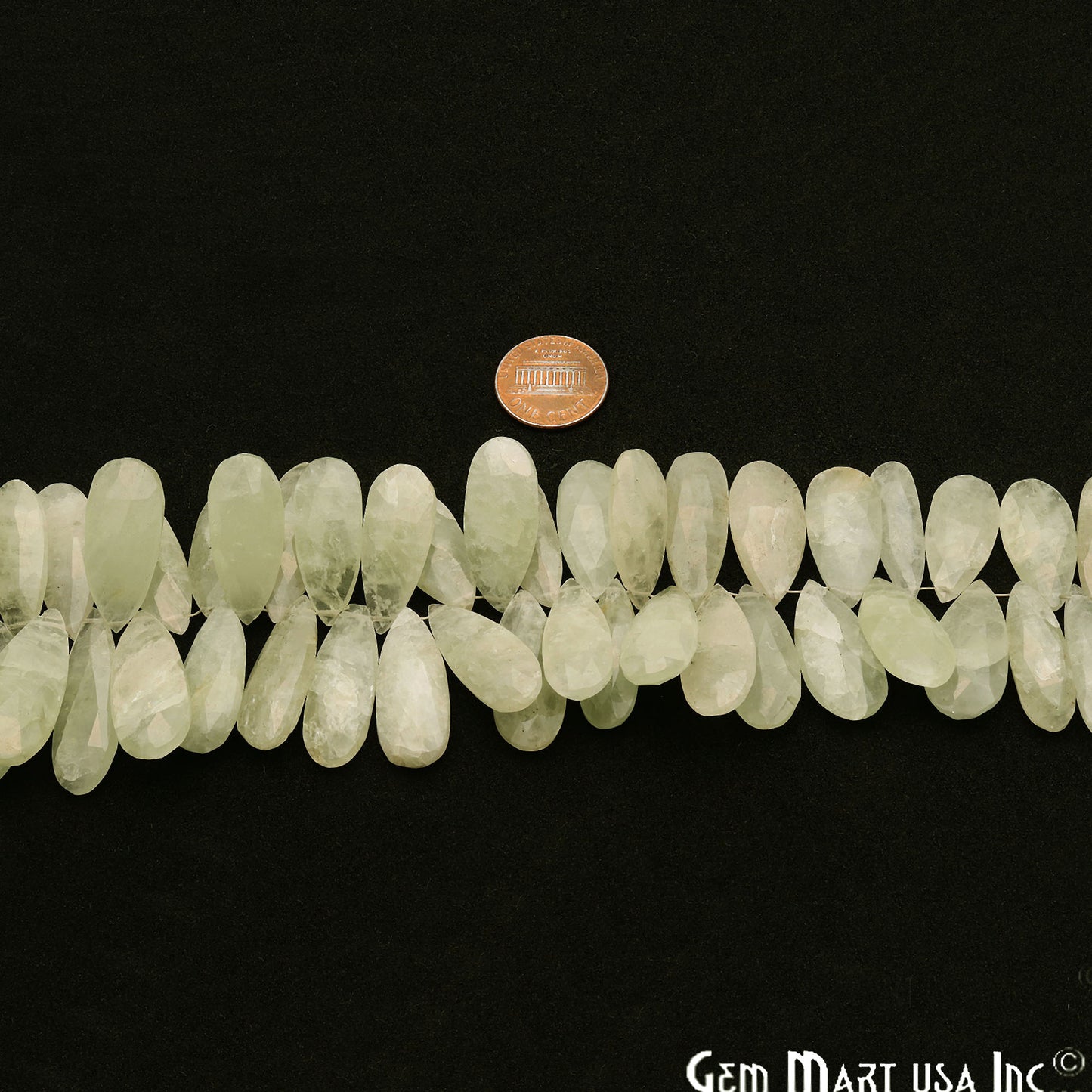 Green Apophyllite Pears 28x10mm Crafting Beads Gemstone Briolette Strands 8 Inch - GemMartUSA