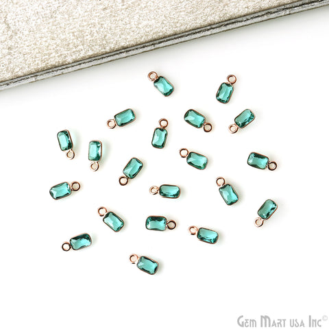 5pc Lot Apatite Octagon 6x4mm Rose Gold Plated Single Bail Brilliant Cut Gemstone Connector