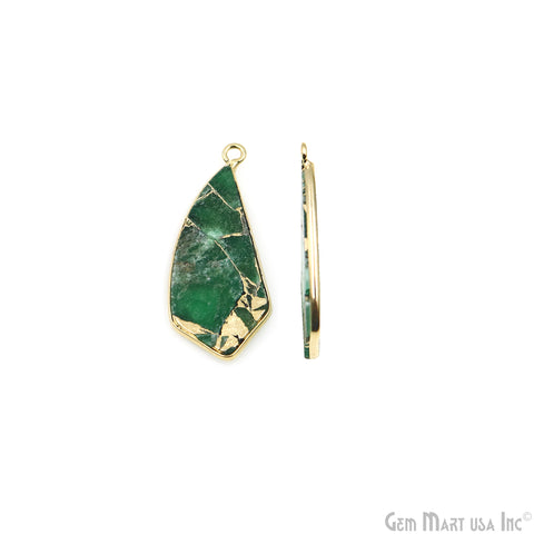 Green Mohave 31x13mm Gold Plated Single Bail Earring Connector 1 Pair