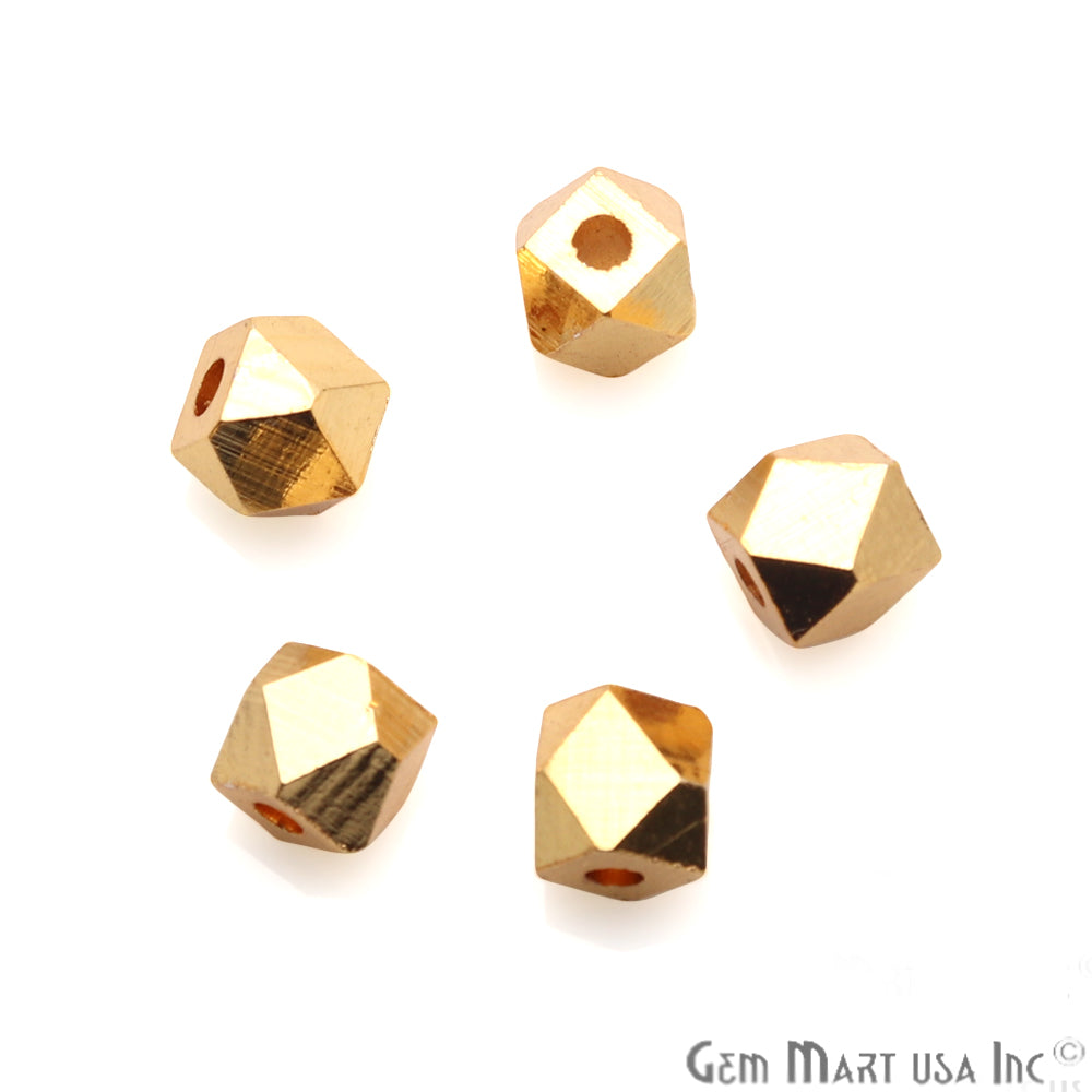 5pc Lot Hexagon Gold Plated 4mm Drilled Beads Finding - GemMartUSA