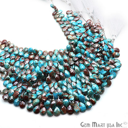 Silica Turquoise Gemstone 7x10mm Pear Beaded Handmade Silver Wire Rondelle - GemMartUSA