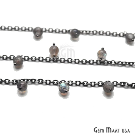 Labradorite Faceted Beads Oxidized Wire Wrapped Cluster Rosary Chain