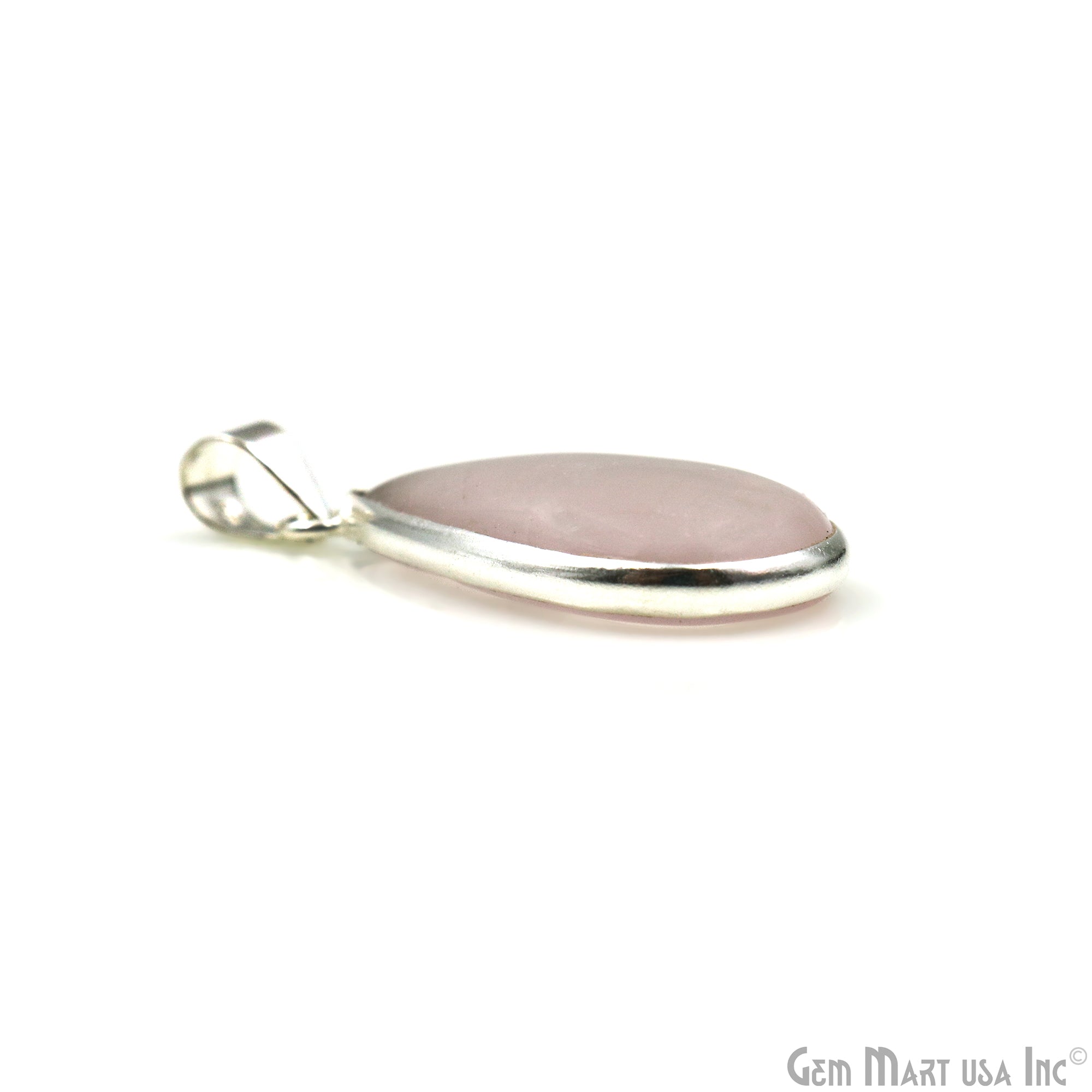 Rose Quartz Gemstone Pears 34x18mm Sterling Silver Necklace Pendant 1PC