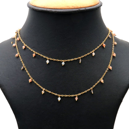 Multi Stone Faceted Beads 3-4mm Gold Plated Cluster Dangle Chain