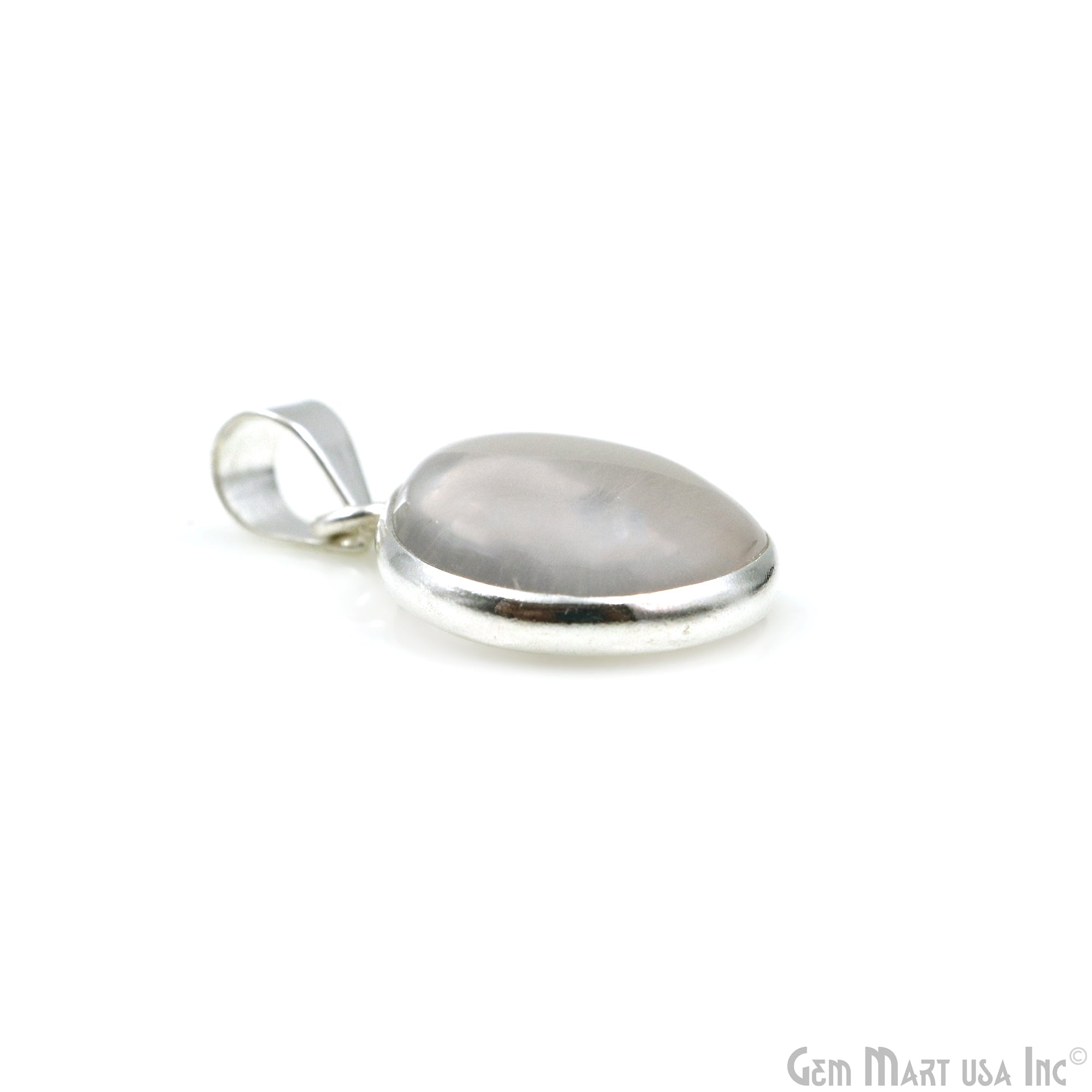 Rose Quartz Gemstone Free Form 23x16mm Sterling Silver Necklace Pendant 1PC