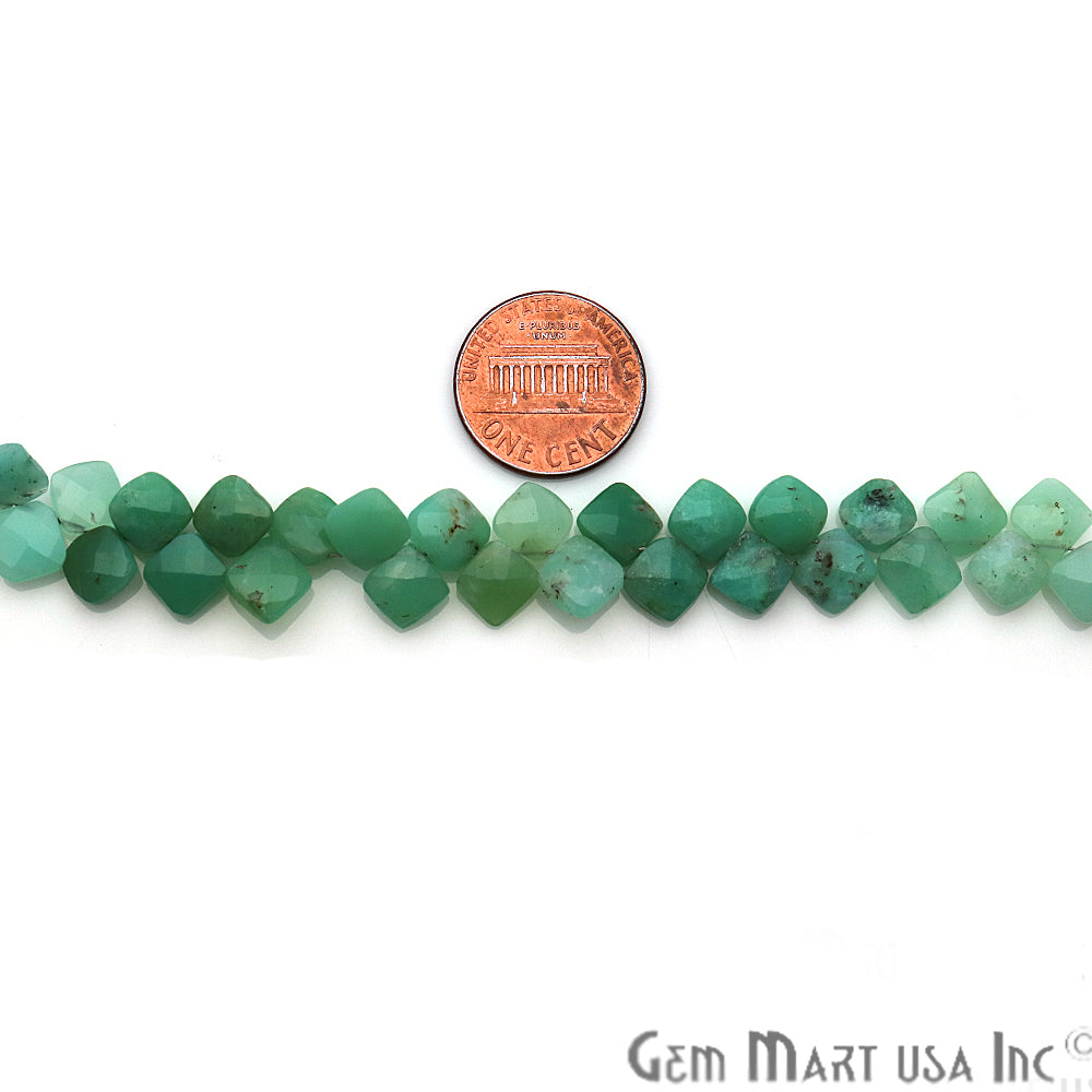 Chrysoprase Square Faceted Gemstone 7mm Rondelle Beads - GemMartUSA