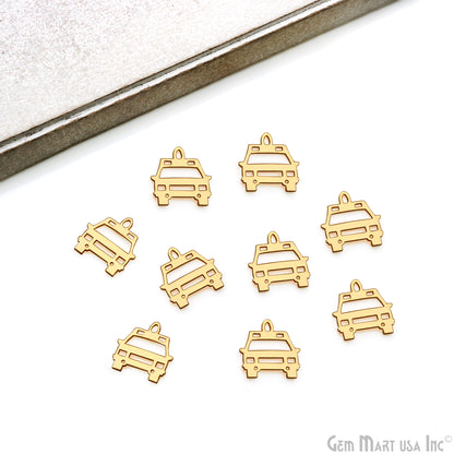 Car Shape Laser Finding Gold Plated 15x15.5mm Charm For Bracelets & Pendants