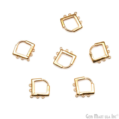 DIY Square 5 Loop Hoop Clasp Finding Studs Gold Plated Hoop Earring 1 Pair