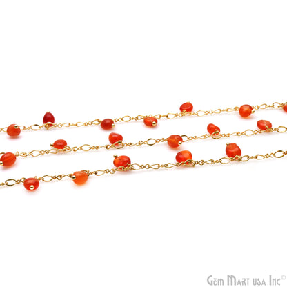 Carnelian Tumble Beads 8x5mm Gold Plated Cluster Dangle Chain