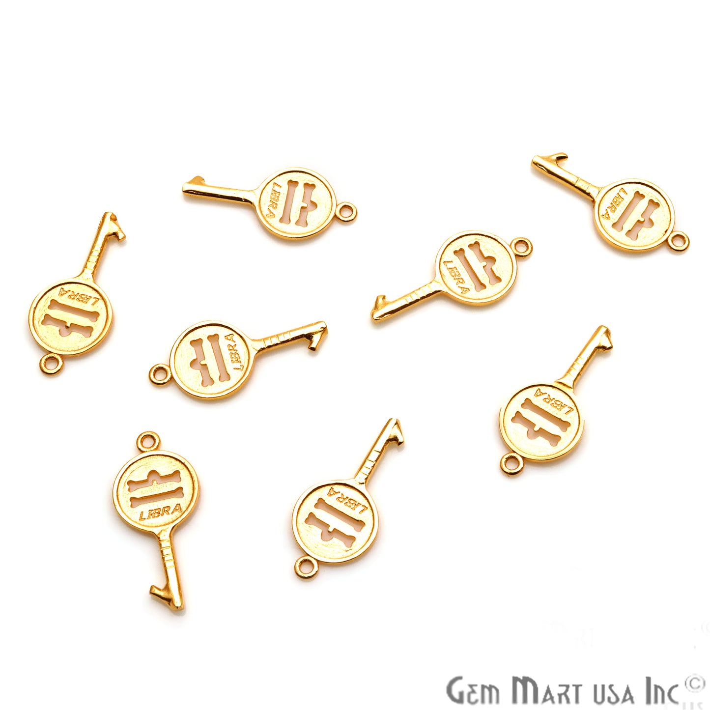 Key Shape 26x12mm Gold Plated Finding Charm, DIY Jewelry - GemMartUSA