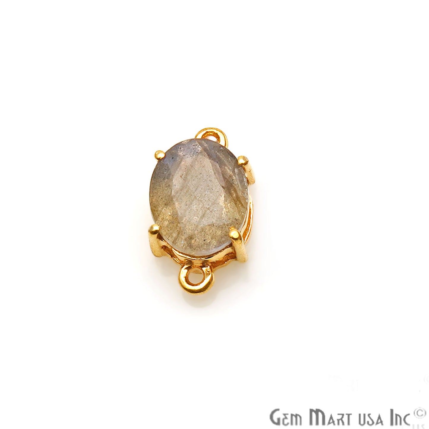 Labradorite Prong Setting Gold Plated Flashy Gemstone Connector - GemMartUSA