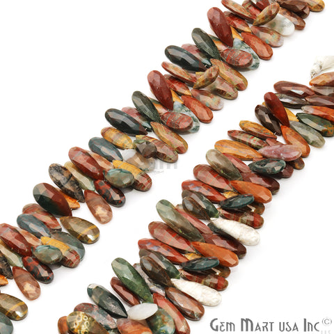 Indian Agate Pears 25x11mm Crafting Beads Gemstone Briolette Strands 8 Inch - GemMartUSA