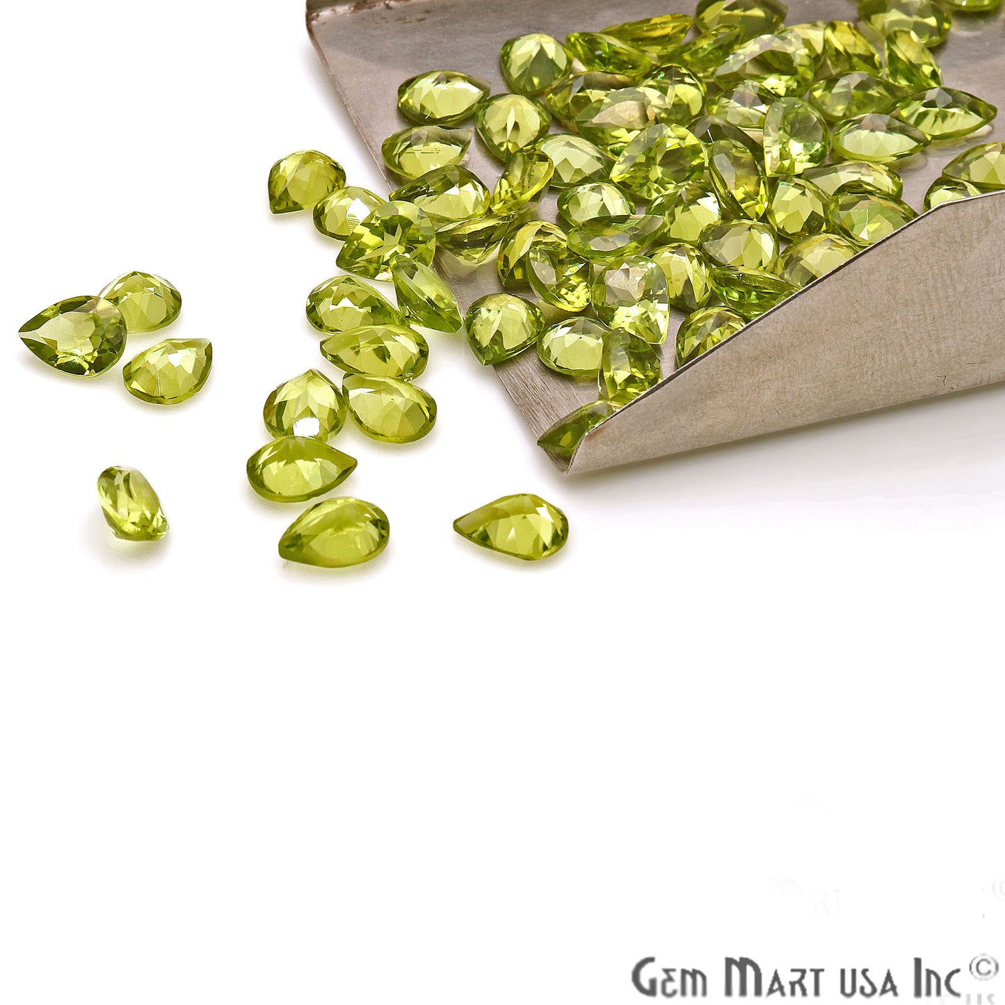 Peridot Pears Shape 6x8mm Faceted Loose Gemstone - GemMartUSA