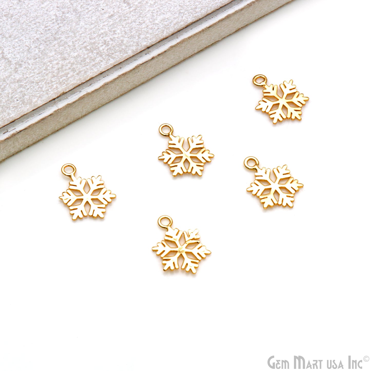 Snowflake Shape 19x13mm Gold Plated Textured Charm Minimalist Finding