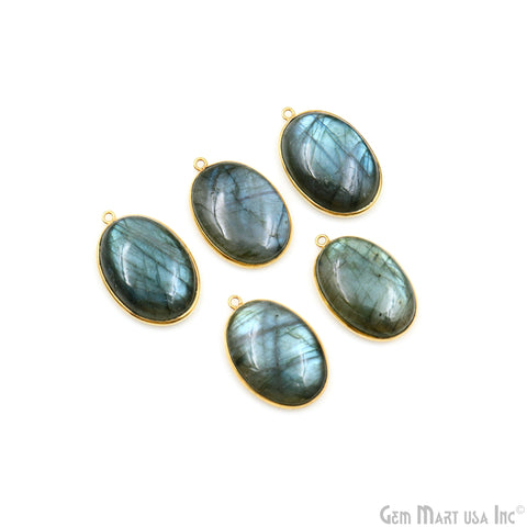 Labradorite Cabochon Oval 25x18mm Single Bail Gold Plated Bezel Connector