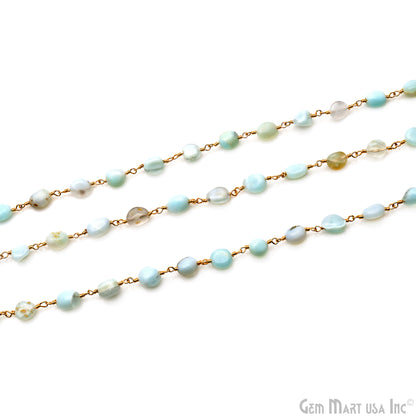 Amazonite 8x5mm Tumble Beads Gold Plated Rosary Chain