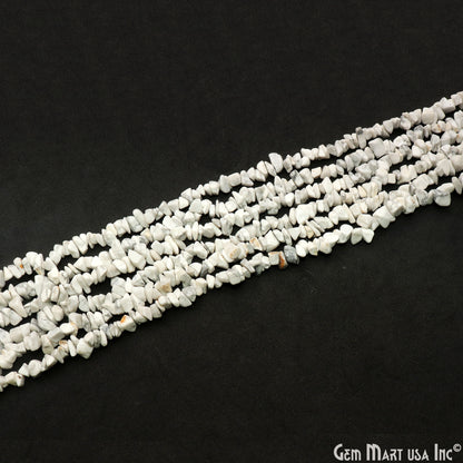 Howlite Chip Beads, 34 Inch, Natural Chip Strands, Drilled Strung Nugget Beads, 7-10mm, Polished, GemMartUSA (CHHW-70004)