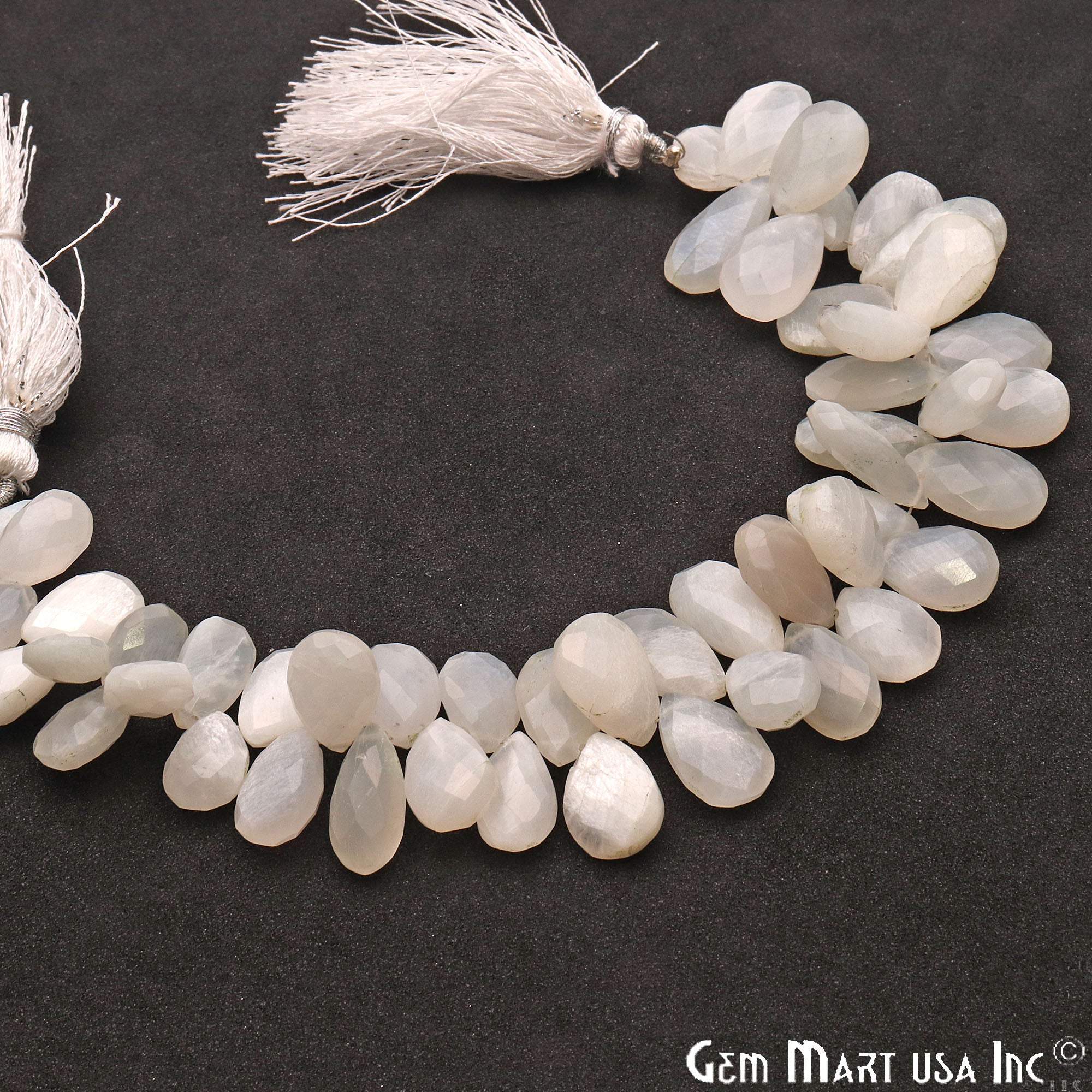 Rainbow Moonstone Pears Shape 14x9mm Briolette Beads, Rondelle Beads 9 Inch Length - GemMartUSA