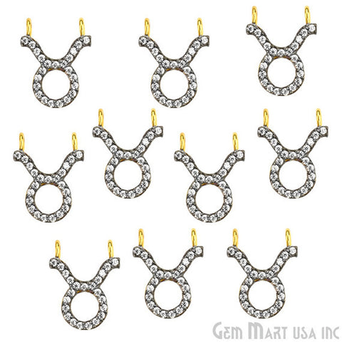 Taurus' CZ Pave Gold Vermeil Charm for Bracelet & Pendants - GemMartUSA