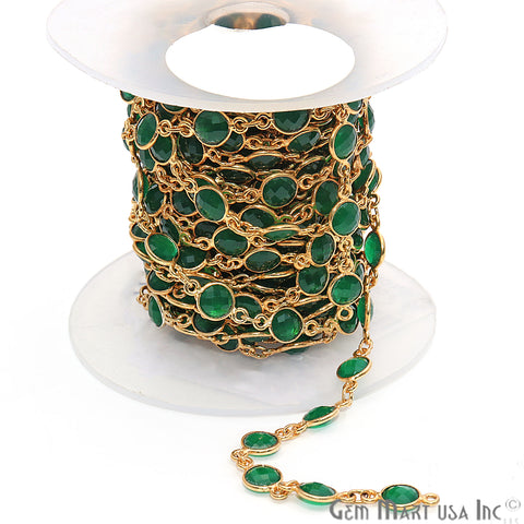 Green Onyx 5mm Bezel Link Gold Plated Continuous Connector Chain - GemMartUSA