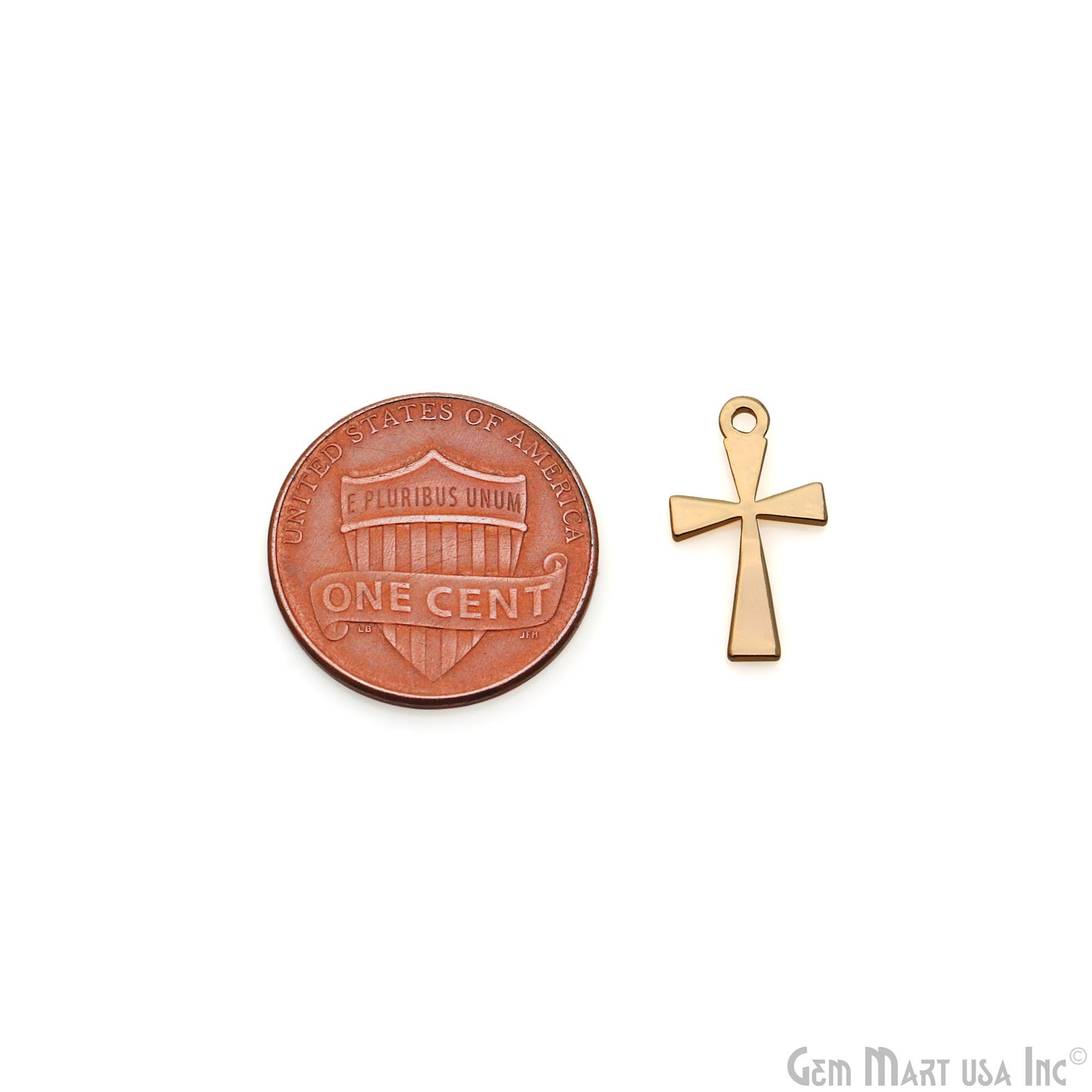 Cross Gold Laser Finding 9x16mm Gold Plated Charm For Bracelets & Pendants