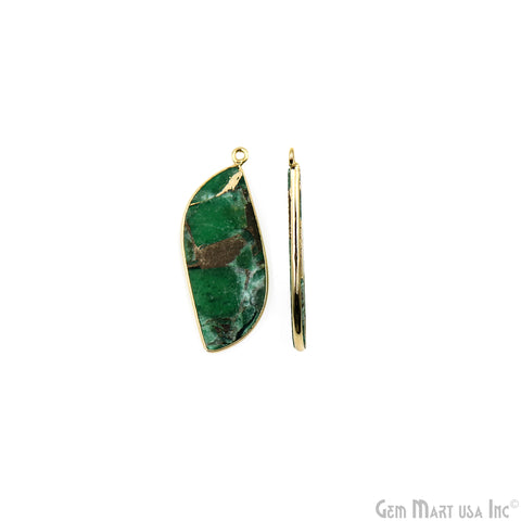 Green Mohave 36x14mm Gold Plated Single Bail Earring Connector 1 Pair