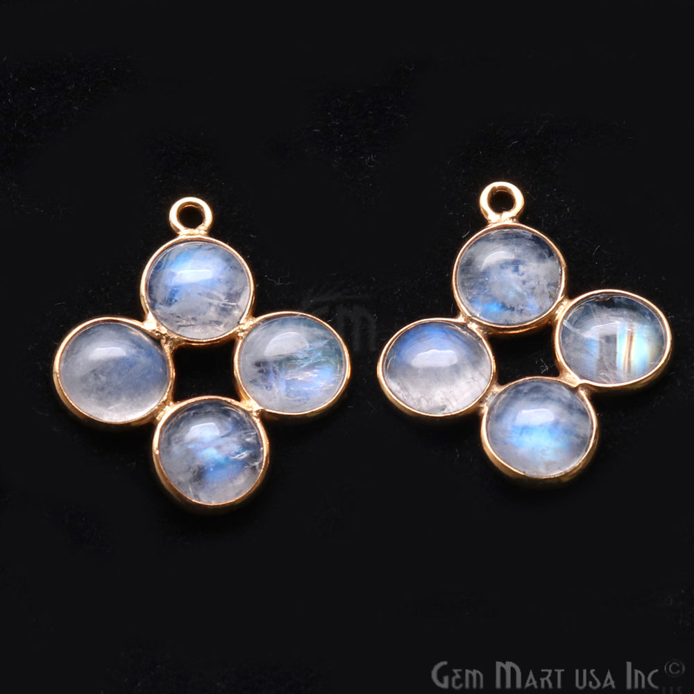 DIY Rainbow Moonstone 22x16mm Gold Plated Chandelier Finding Component - GemMartUSA