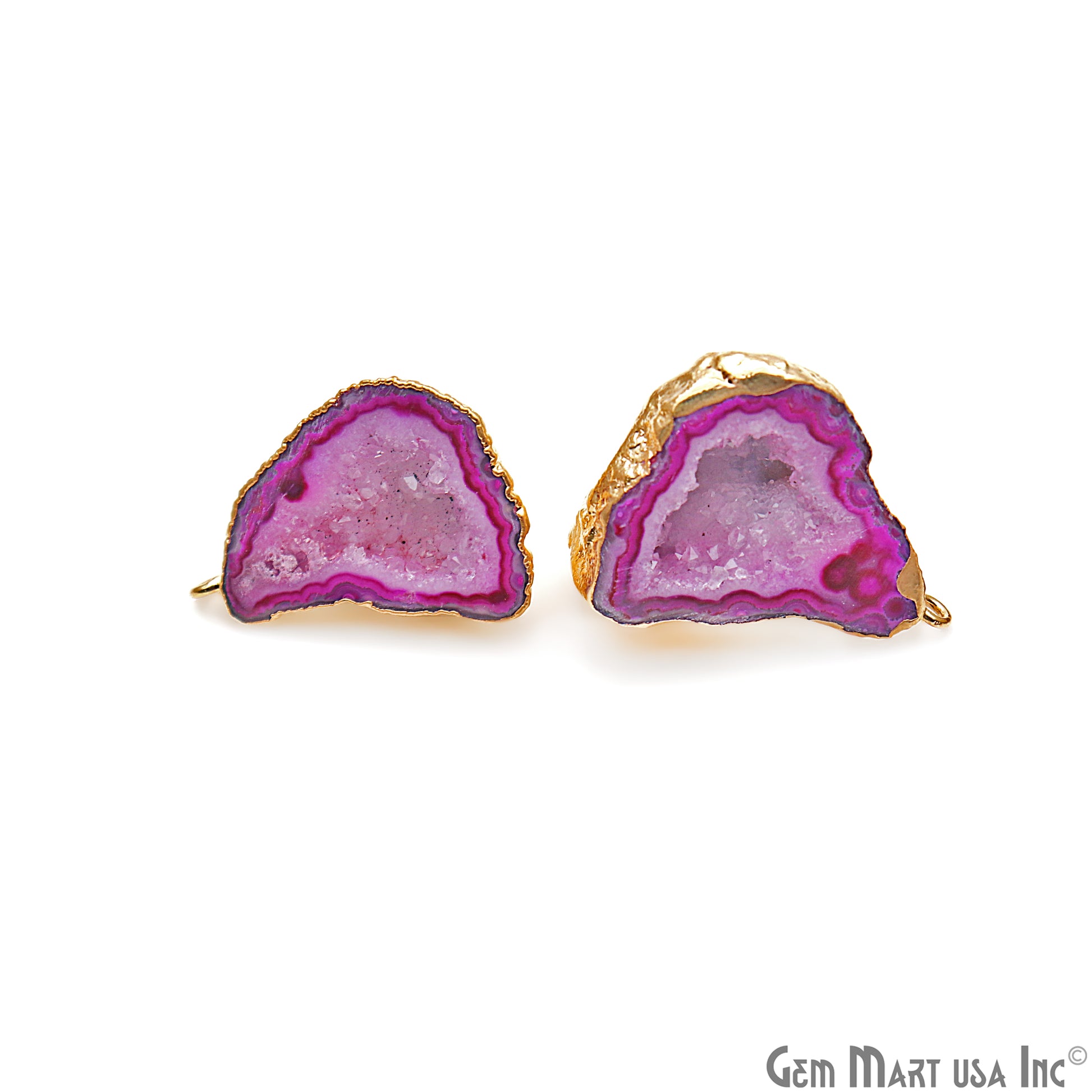 DIY Agate Slice Geode Druzy 25x30mm Gold Electroplated Loop Connector Studs Earrings - GemMartUSA