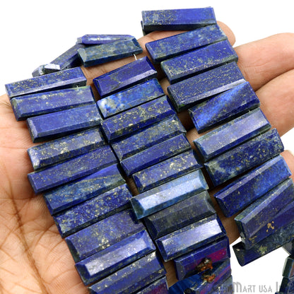 Lapis Rectangle Beads, 9 Inch Gemstone Strands, Drilled Strung Briolette Beads, Rectangle Shape, 28x10mm