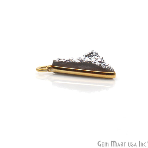 Titanium Druzy 16mm Triangle Gold Plated Single Bail Gemstone Connector (Pick Color) - GemMartUSA