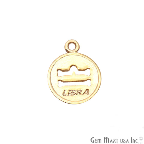 Libra Print Round Shape Gold Plated Finding Connector - GemMartUSA