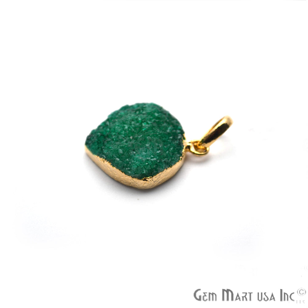 Rough Green Druzy 26x22mm Gold Electroplated Single Bail Pendant - GemMartUSA
