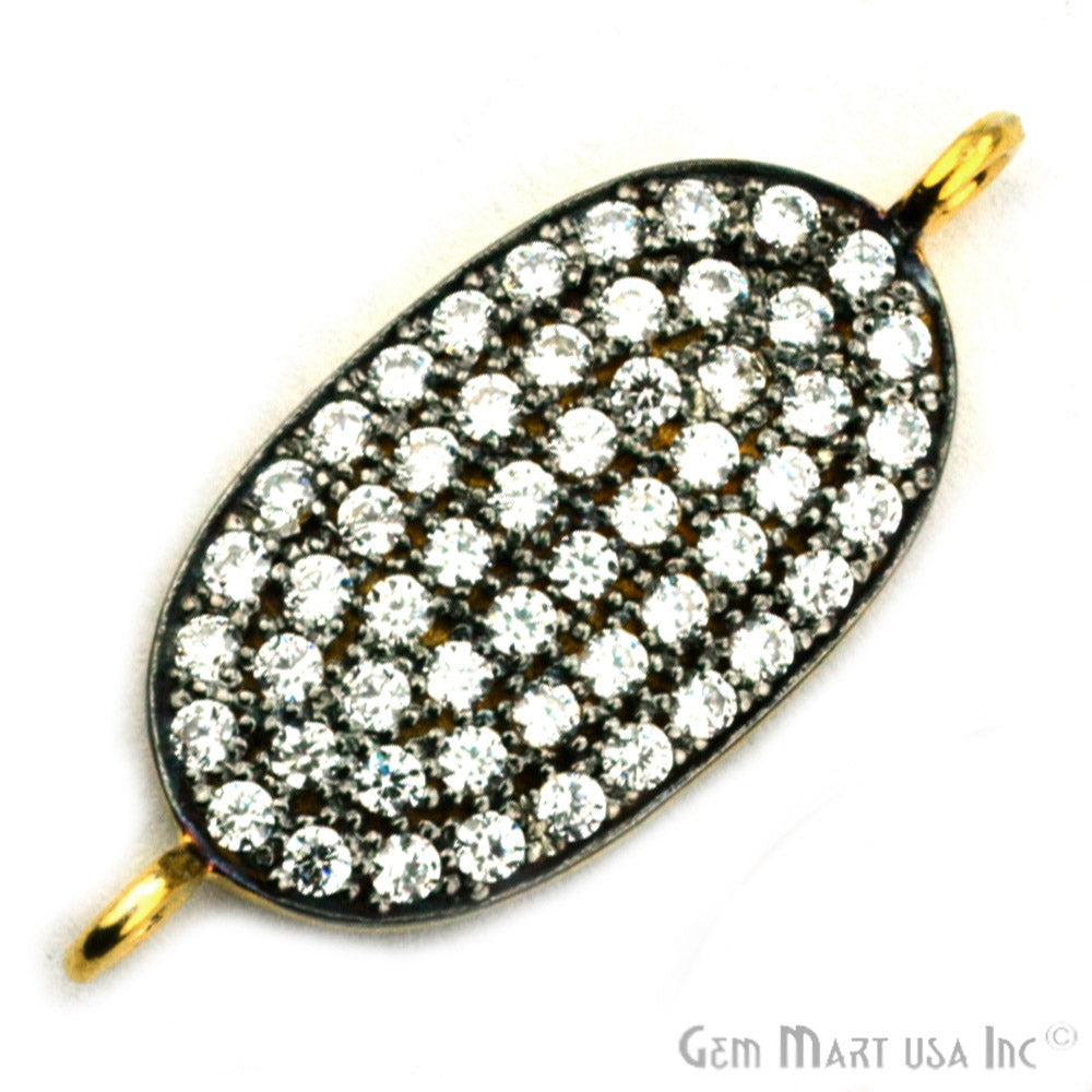 Oval' CZ Pave Gold Vermeil Charm for Bracelet & Pendants - GemMartUSA