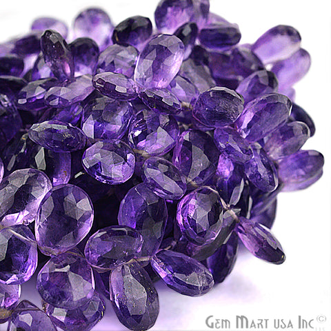 Amethyst Teardrops Faceted Gemstone 10mm Rondelle Beads - GemMartUSA