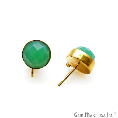 DIY Round 10mm Gold Bail Gemstone stud Earring (Pick Your Gemstone) - GemMartUSA