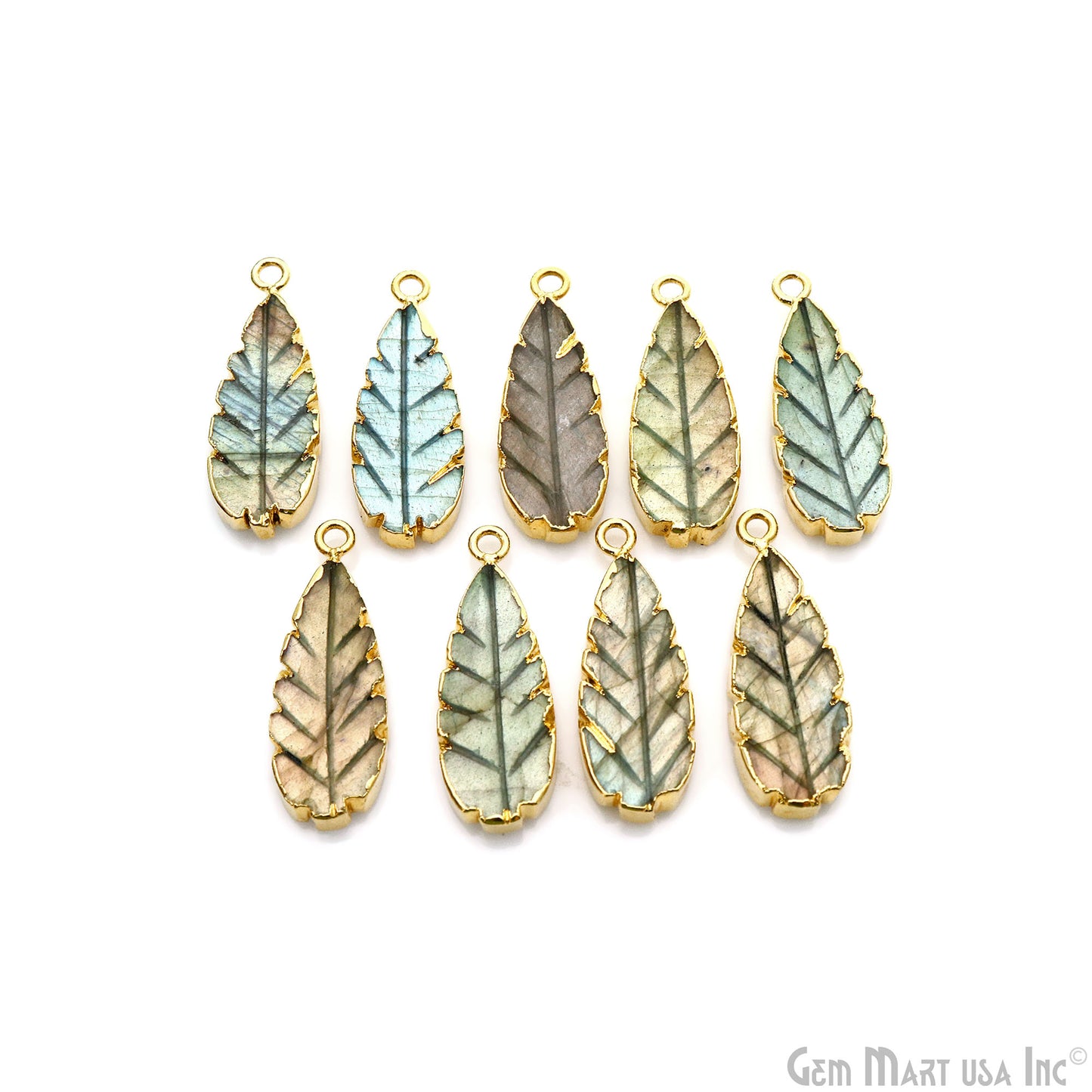 Flashy Labradorite 28x10mm Cabochon Pears Single Bail Gold Electroplated Gemstone Connector