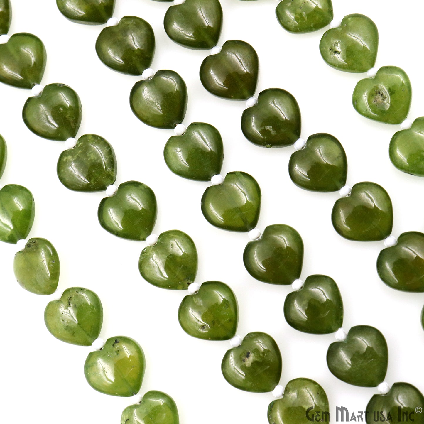 Peridot Heart Beads, 7 Inch Gemstone Strands, Drilled Strung Briolette Beads, Heart Shape, 10mm