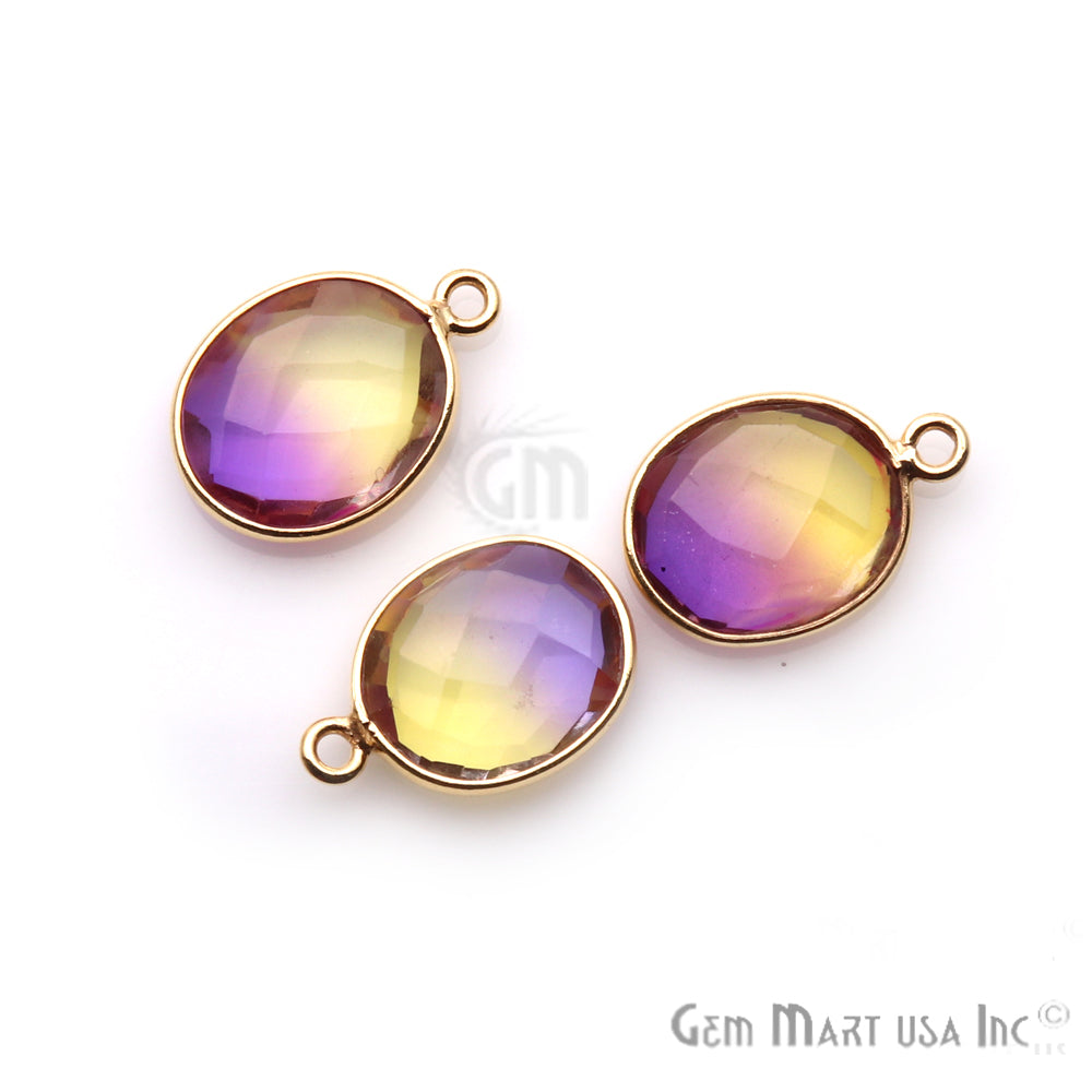 Doublet Aura Quartz 10x12mm Oval Connector (Pick Color,Plating,Bail) - GemMartUSA