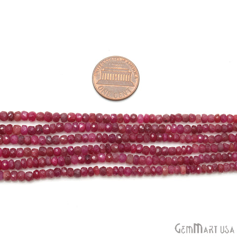Natural Ruby Faceted Gemstone Rondelle Beads 1 Strand