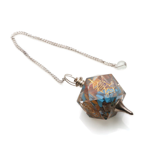 7 Chakra Sphere Pendulam, Healing Crystal, Dowsing Pendulum, Wiccan Dowser, Radiesthesia, Silver Chain - GemMartUSA